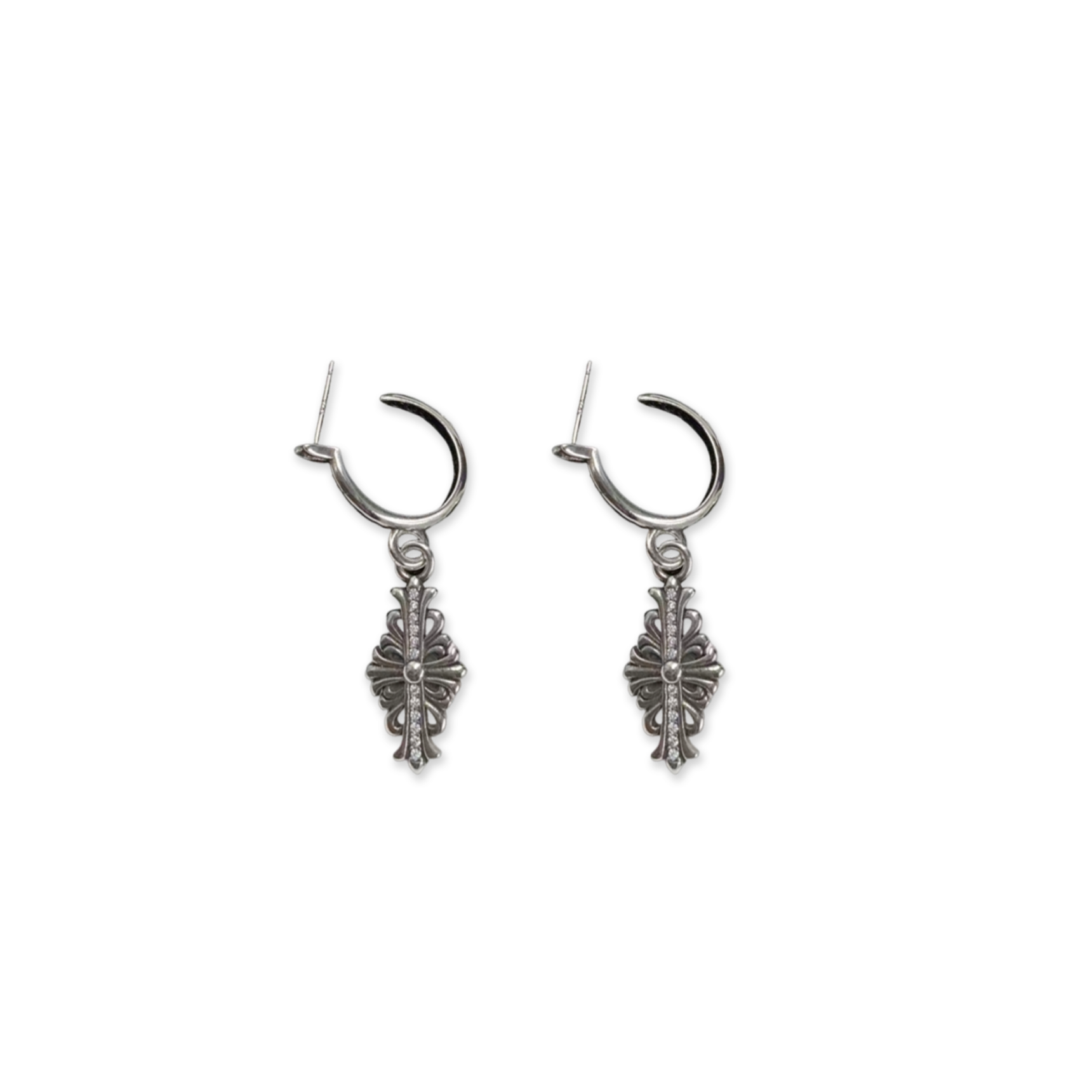 Ch*0me He**ts tiny ch cross earrings